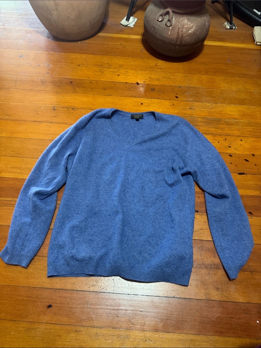 Charter Club Periwinkle V-Neck Cashmere-Blend Sweater